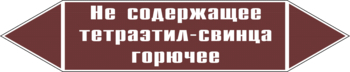 Маркировка трубопровода "не содержащее тетраэтил-свинца горючее" (пленка, 507х105 мм) - Маркировка трубопроводов - Маркировки трубопроводов "ЖИДКОСТЬ" - Магазин охраны труда и техники безопасности stroiplakat.ru